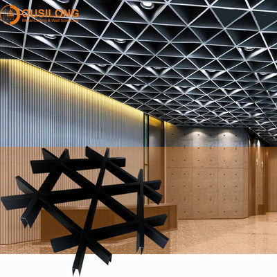Phòng trưng bày Lưới kim loại hình tam giác Trần xây tường Trần trang trí Vật liệu nhôm / nhôm hồ sơ