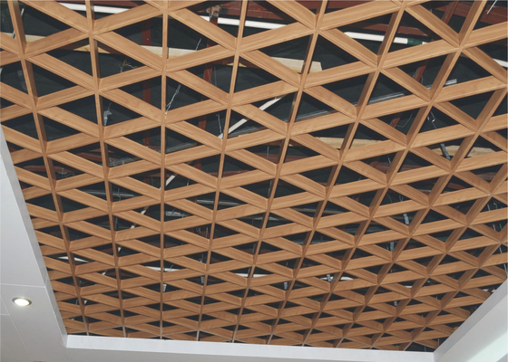 Thư viện màu xanh lá cây bền Triangular Metal Grid Trần / trang trí vật liệu xây dựng bằng kim loại